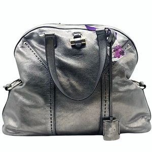 Yves Saint Laurent Muse Satchel (in Metallic Grey) Leather Large Handbag
